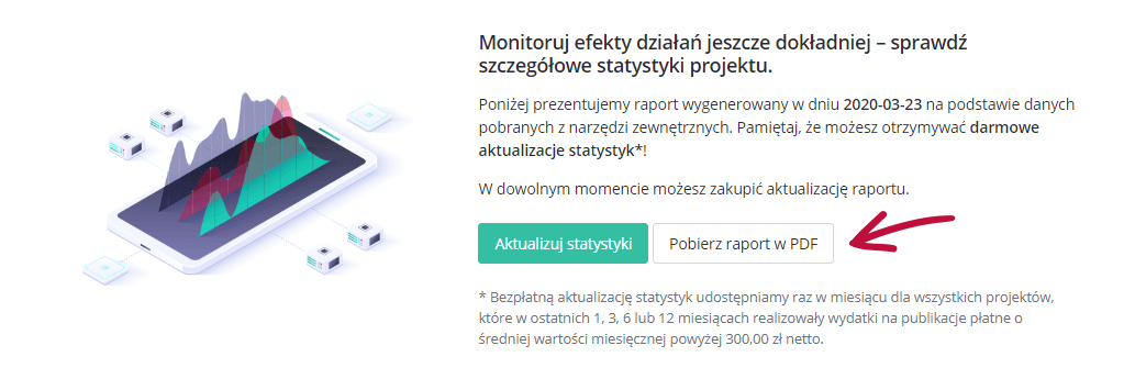 generowanie raportu pdf – statystyki projektu w whitepress