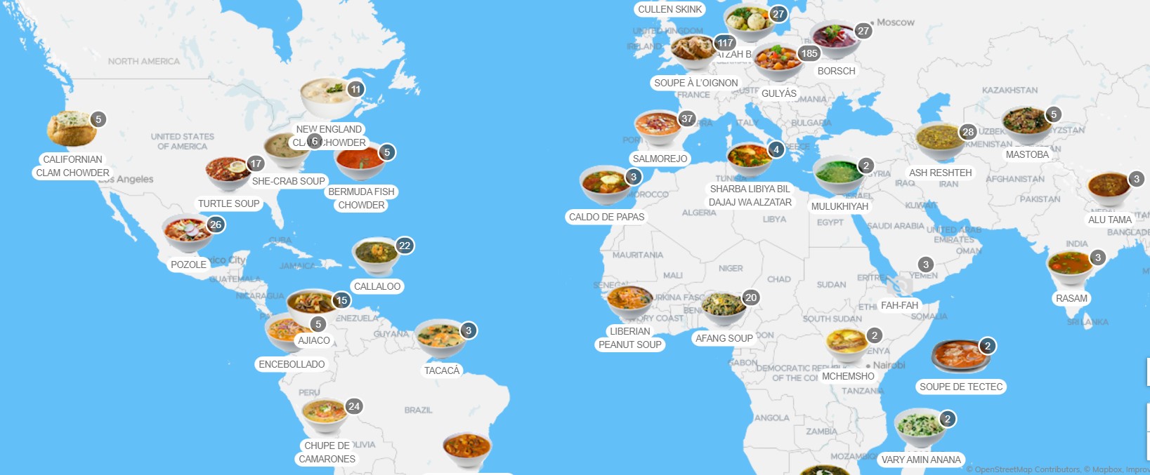 Interaktywna mapa TasteAtlas.