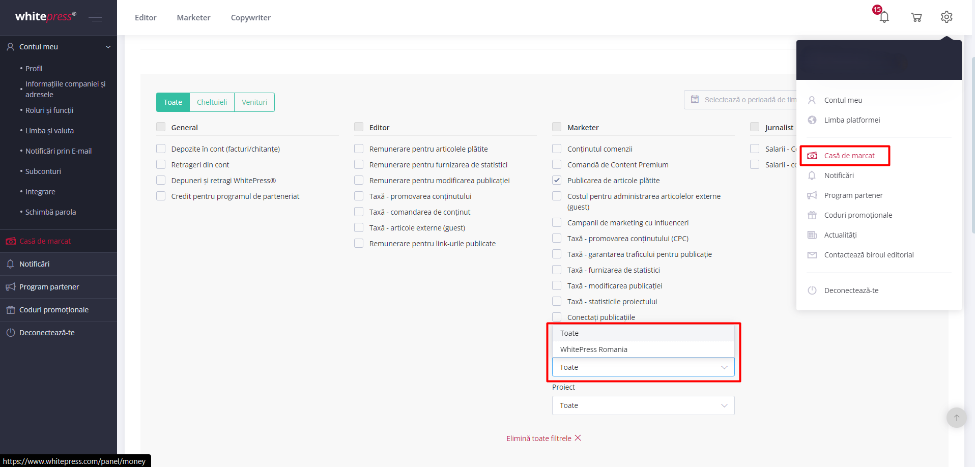 How do I download a cash flow report for a specific group?