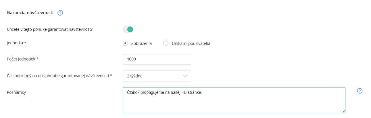 Garancia návštevnosti v platforme screenshot