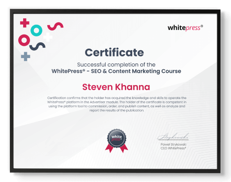 SEO & Content Marketing Course by WhitePress® - Certificate
